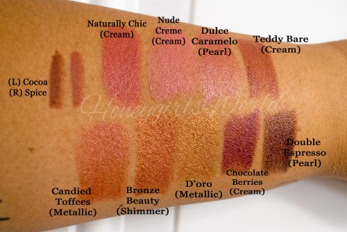 Milani Color Statement Lipsticks in Naturals & Browns Swatches