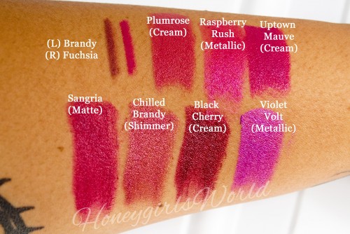 Milani Color Statement Lipsticks Plums & Berries Swatches