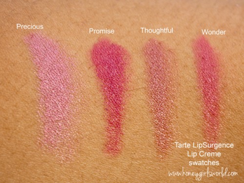 Tarte bow and go collection lip swatches