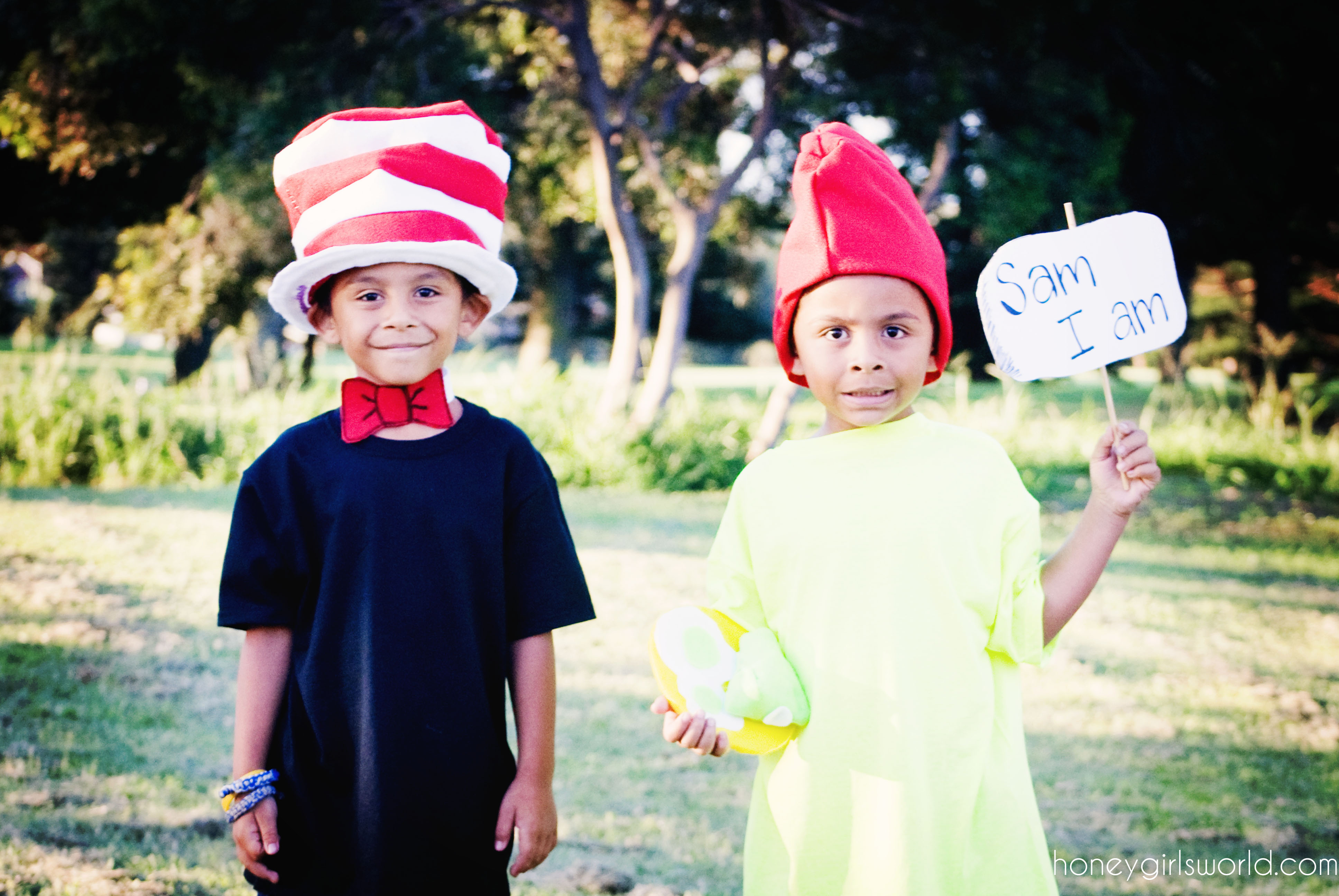 Book Character Dress Up Day - Easy DIY Dr. Seuss Cat In The Hat and Sam I Am Costumes