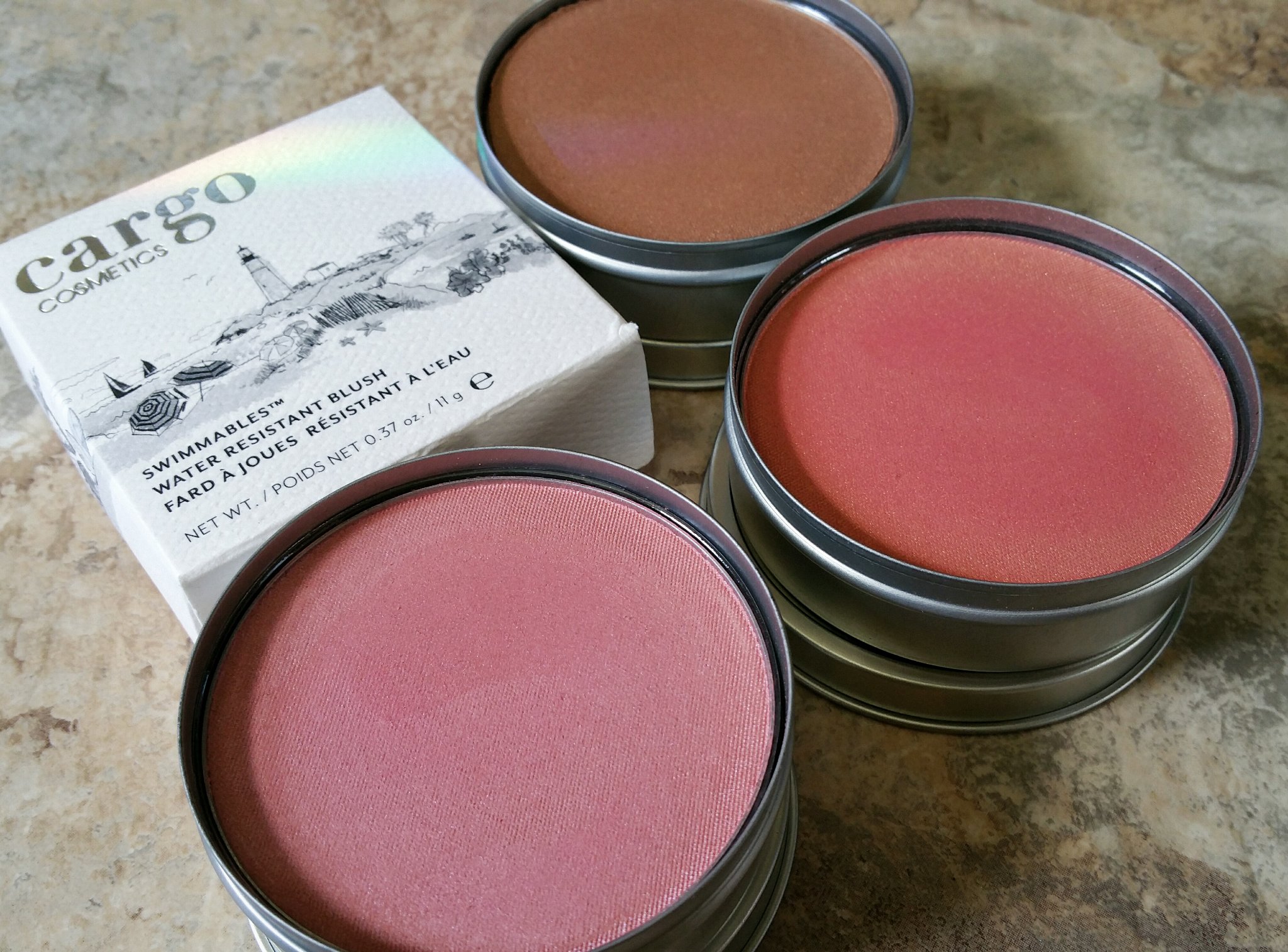 Cargo cosmetics, cargo, swimmables, blush, face products, cosmetics, makeup, beauty, swatches, cargo blush and bronzer, blush, bronzer, contour, highlight, review, beauty review, makeup review,